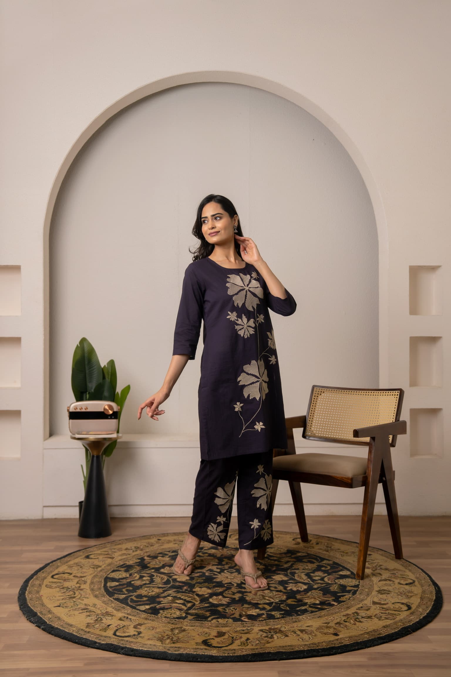 Purple Embroidered Co-Ord Set