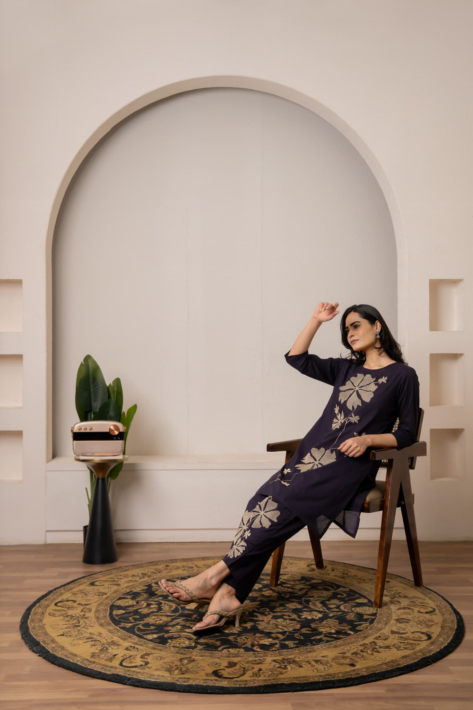 Purple Embroidered Co-Ord Set view 4
