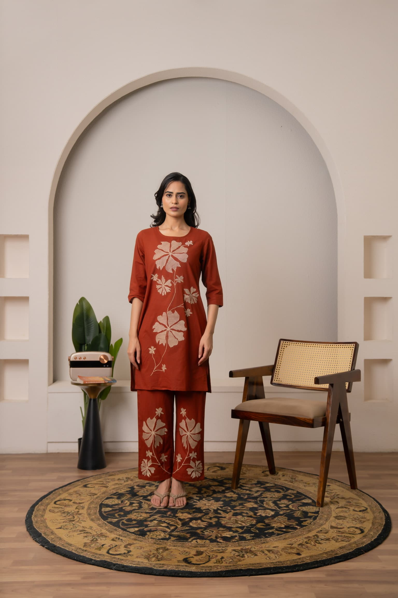 Terracotta Embroidered Co-Ord Set