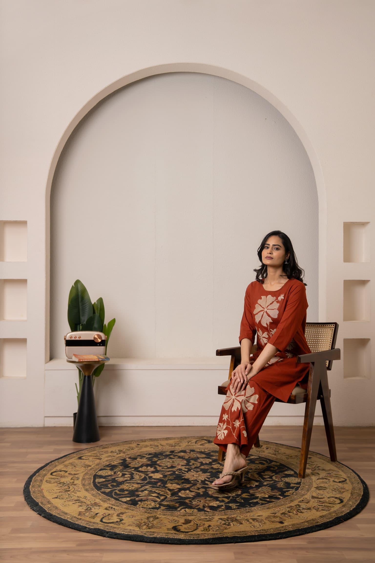 Terracotta Embroidered Co-Ord Set view 4