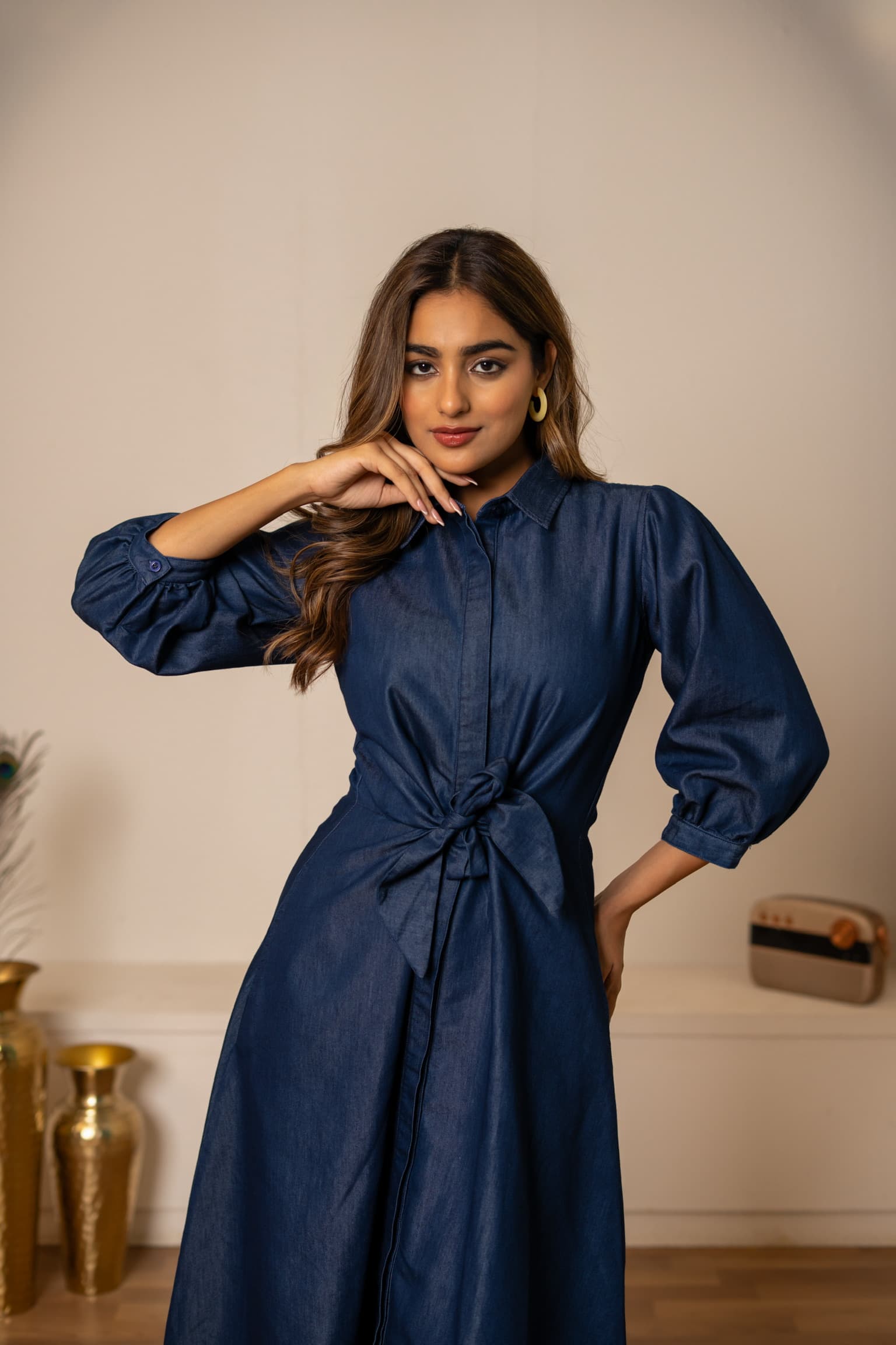 Denim Midi Dress view 3