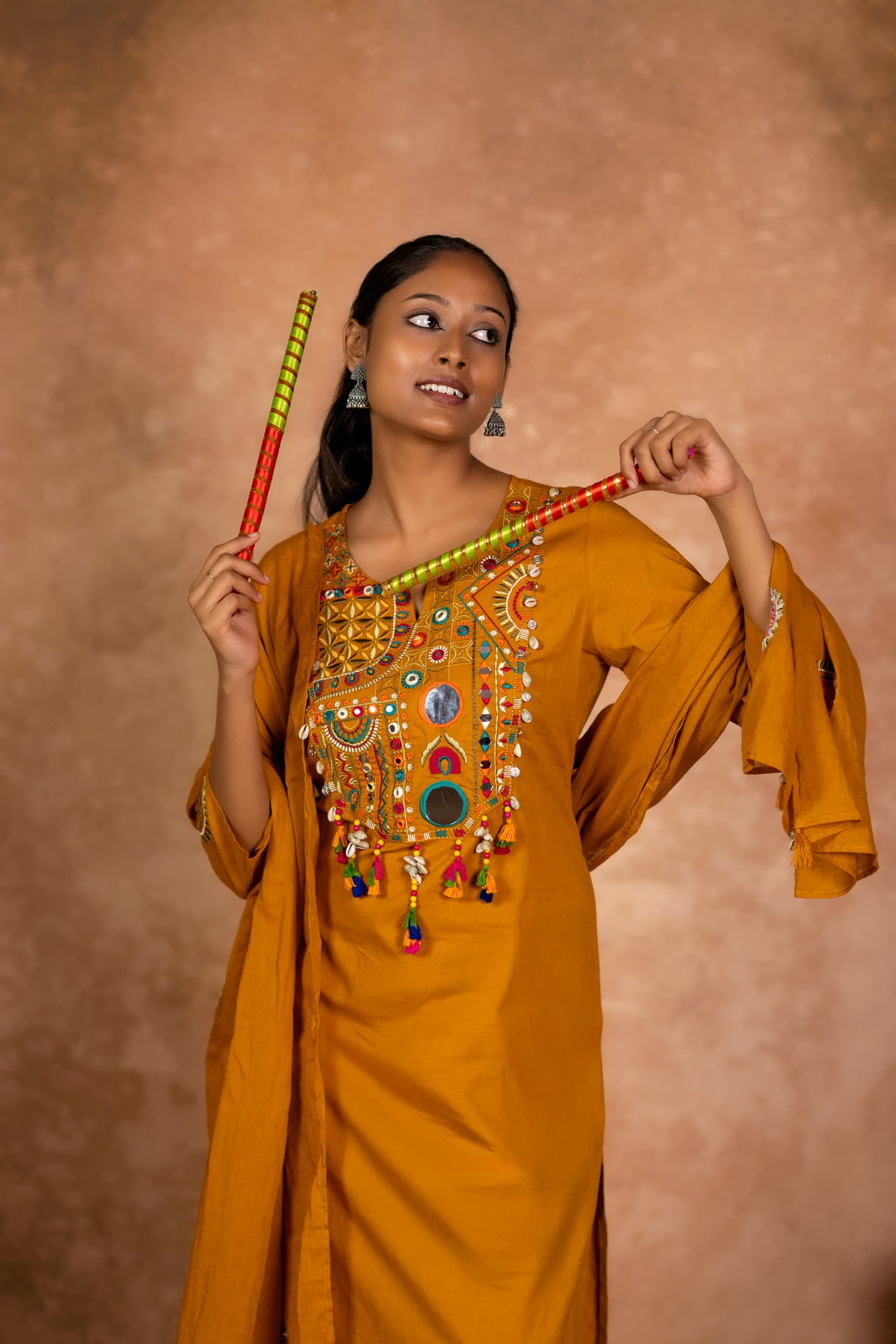 Mustard Embroidered Kurta Set