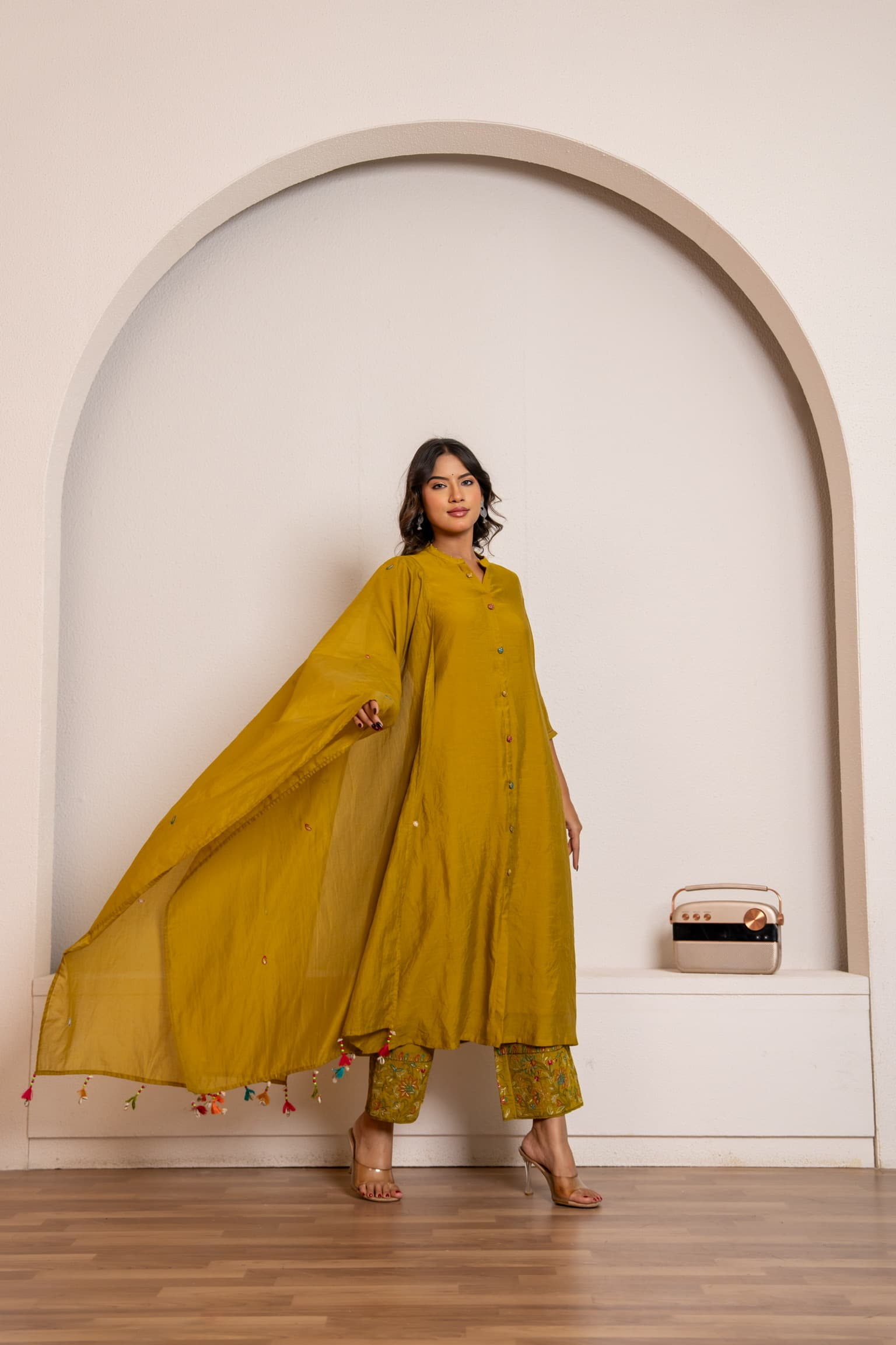 Lime Embroidered Kurta Set
