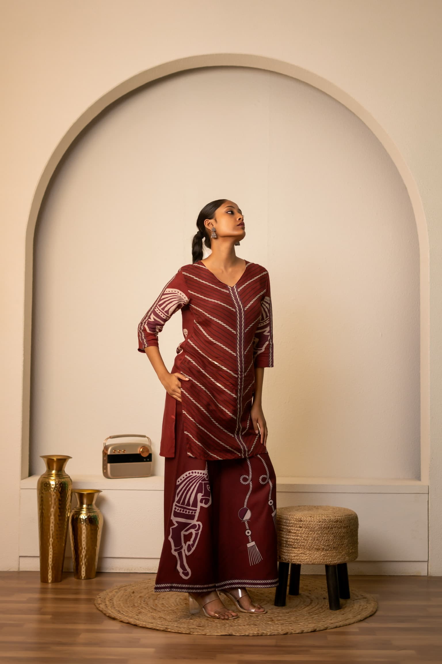 Maroon Printed Co-Ord Set view 2