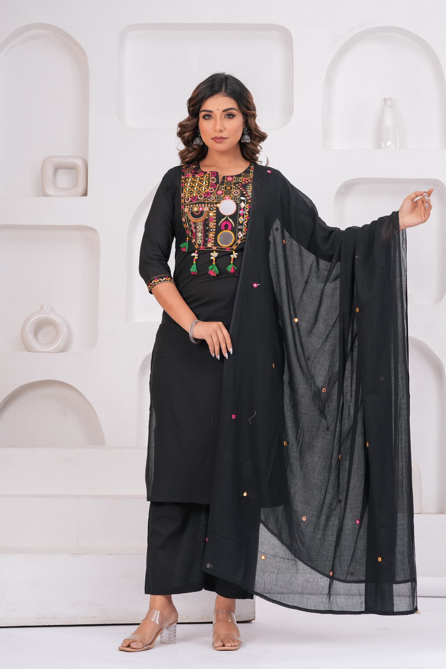 Black Embroidered Kurta Set
