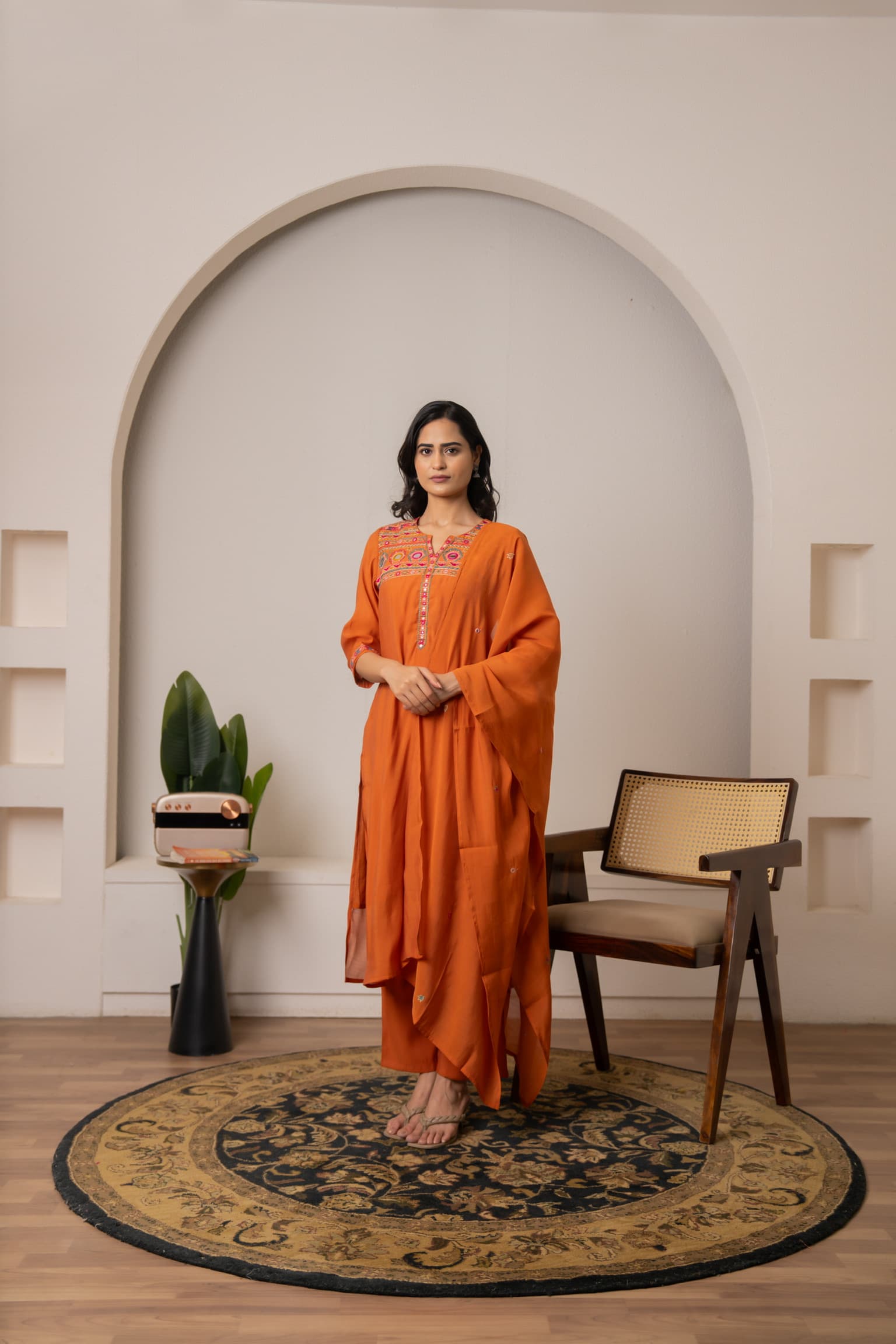 Terracotta Embroidered Kurta Set