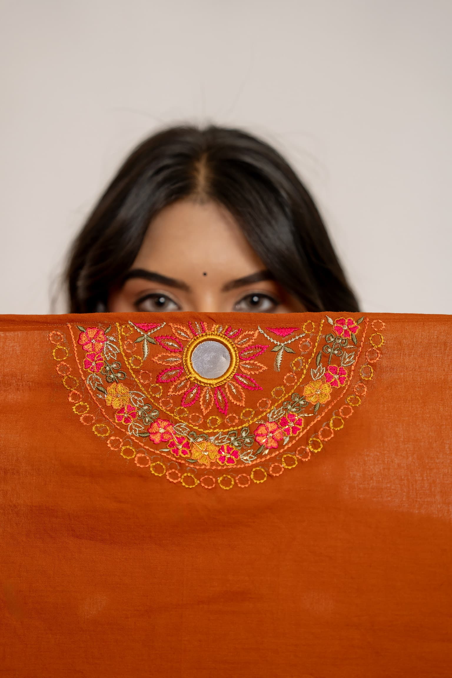 Terracotta Embroidered Kurta Set view 7